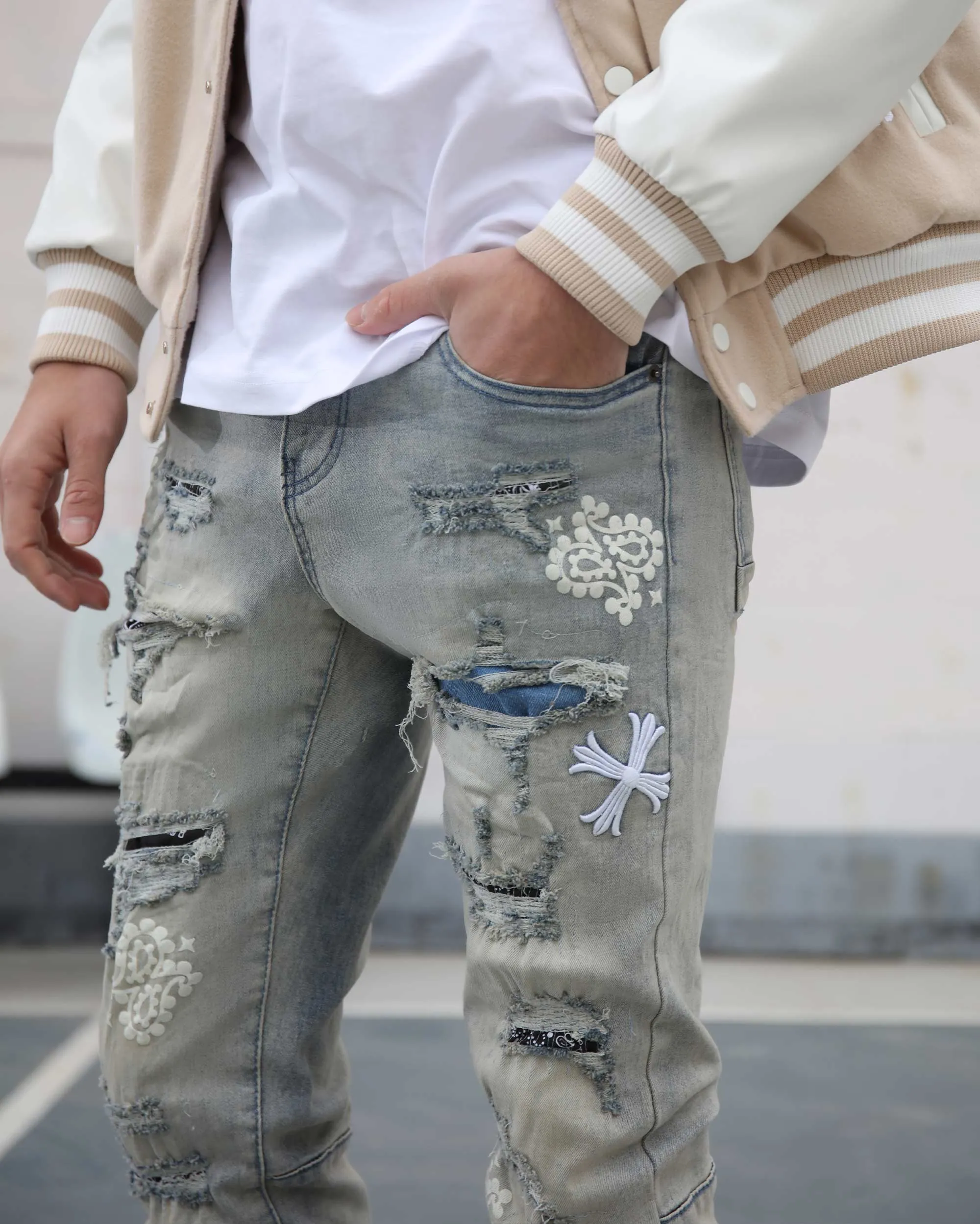Distressed Ripped Vintage Trendsetter Jeans-Mexico Local Delivery