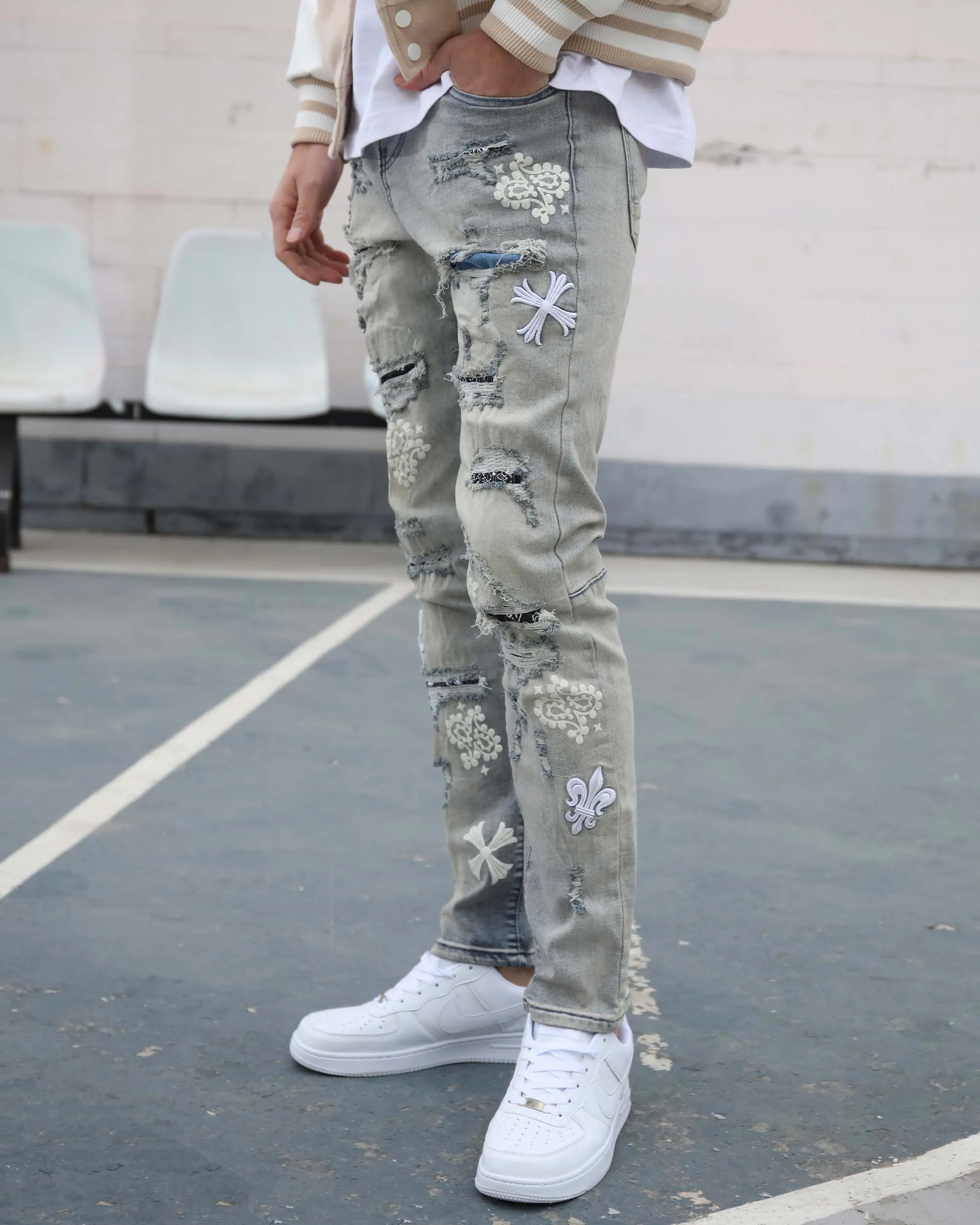 Distressed Ripped Vintage Trendsetter Jeans-Mexico Local Delivery