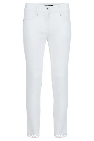 'Elena' White Jeans With Crochet Hem