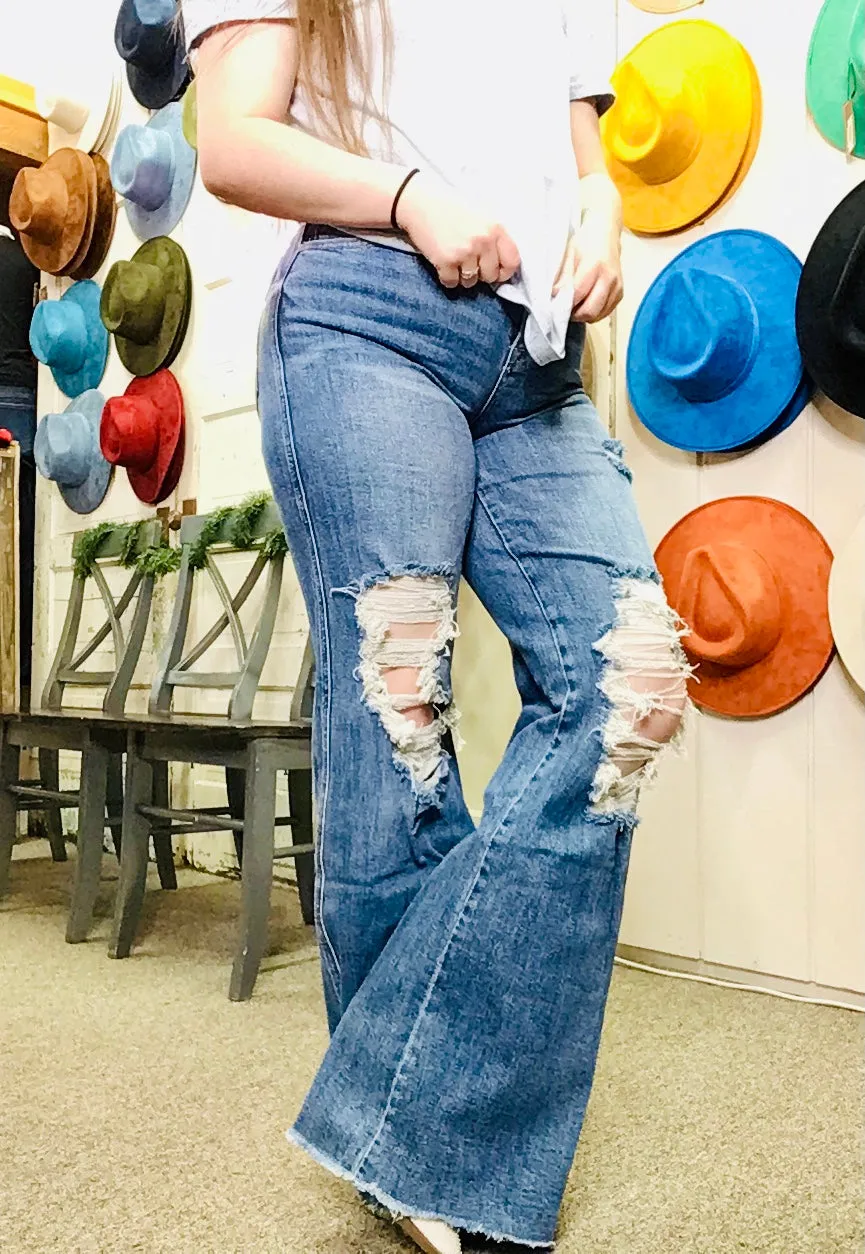 Eli distressed wide leg jeans