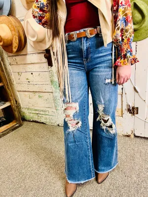 Eli distressed wide leg jeans