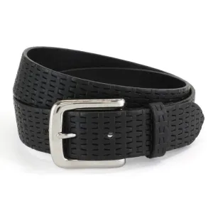 Embossed Leather Belt: Black (M)