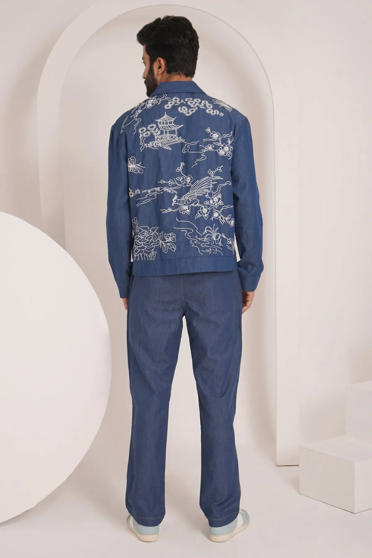 Embroidered Denim Blue Shirt