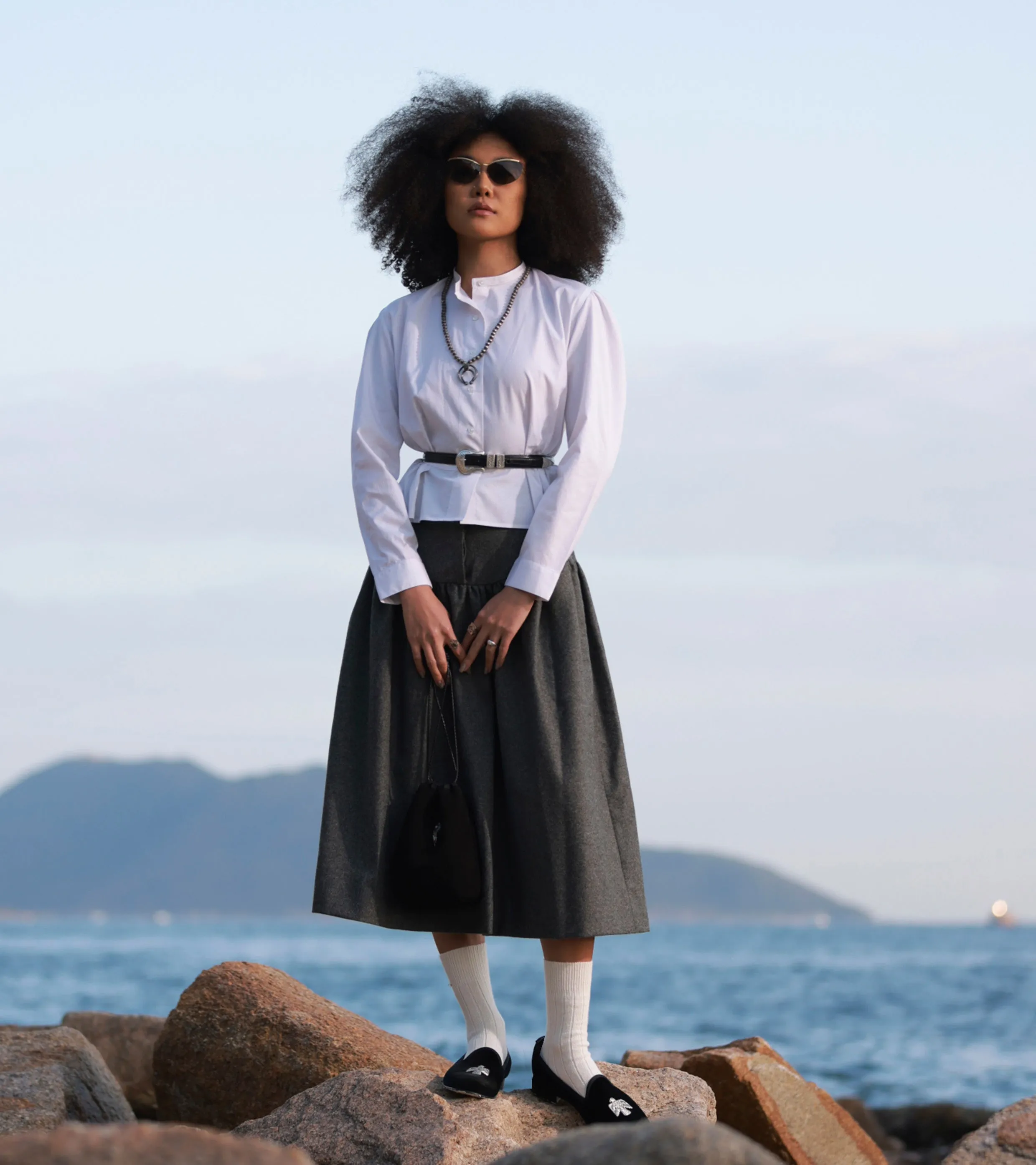 Emmeline Rodeo Skirt Charcoal Flannel