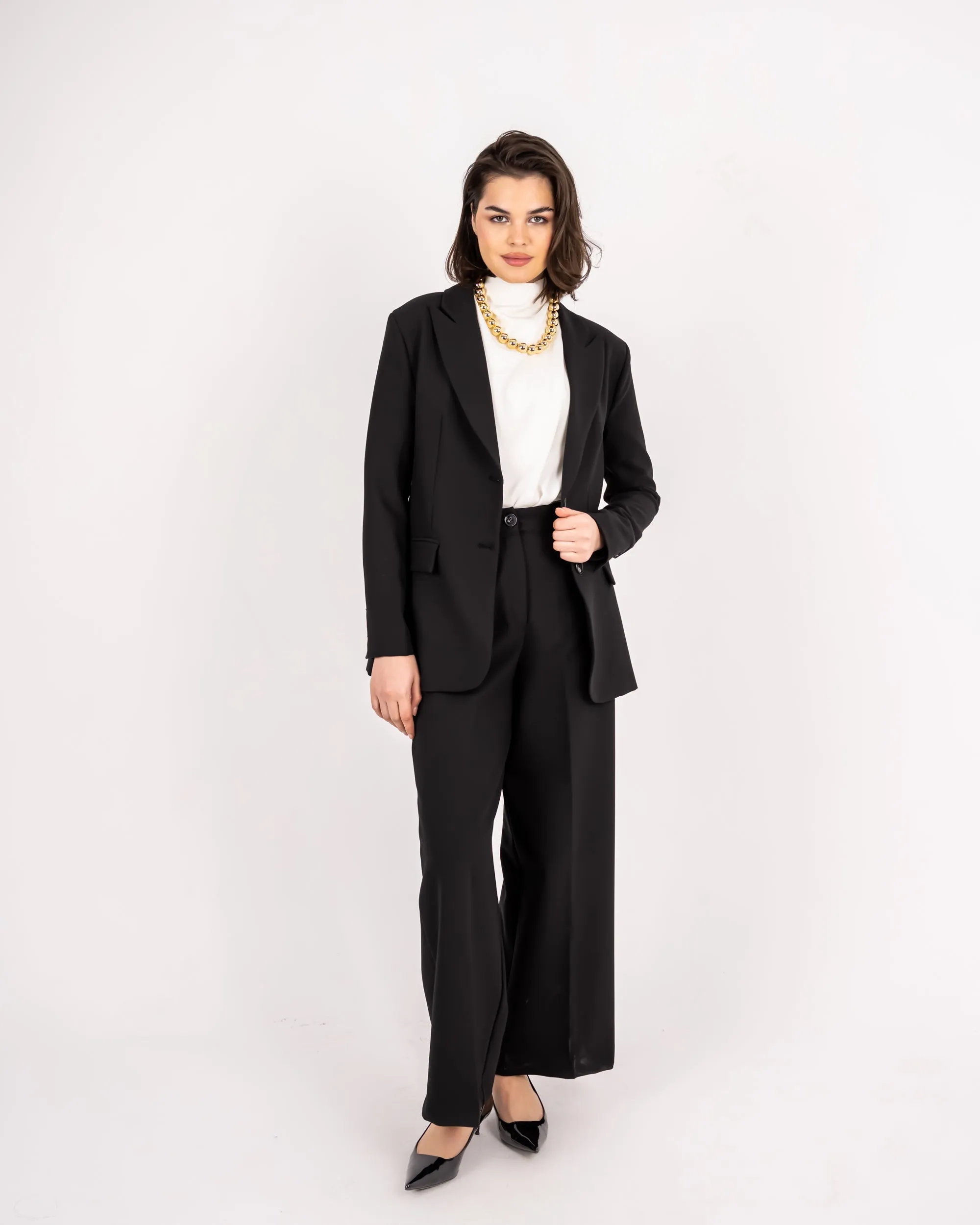 FORMAL WIDE LEG TROUSERS-BLACK