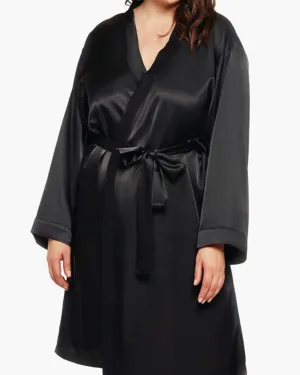 Gina Satin Robe | Black