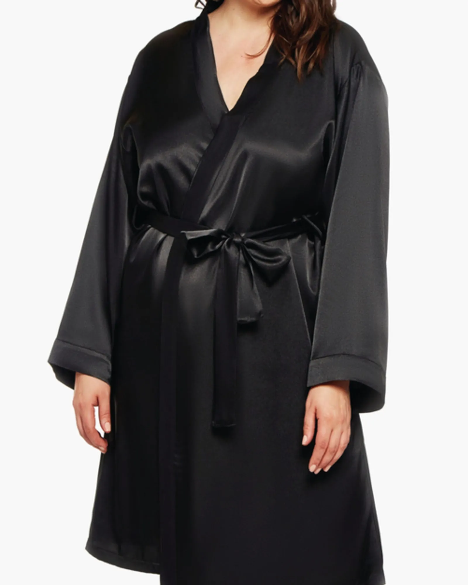 Gina Satin Robe | Black