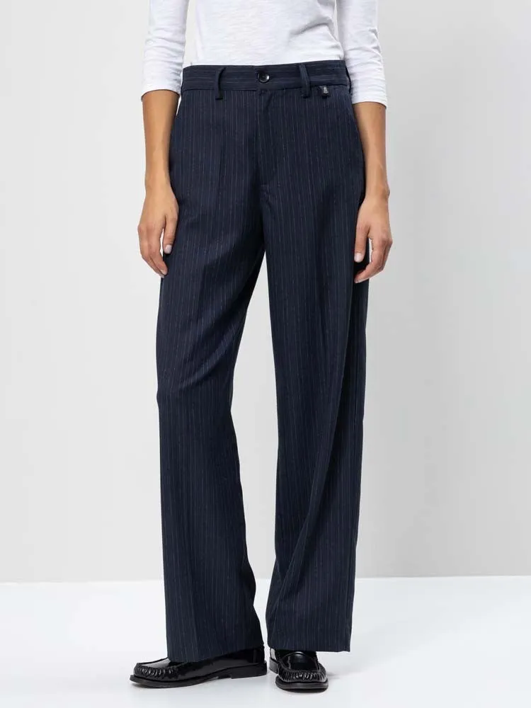 H Navy Pinstripe Pants