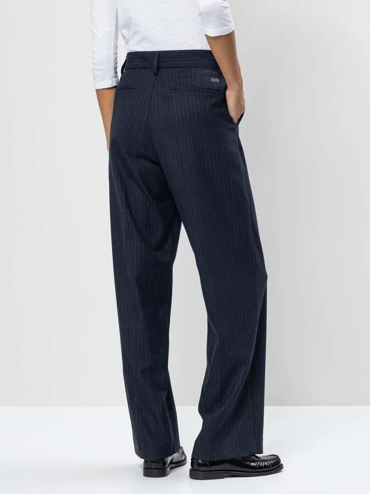 H Navy Pinstripe Pants