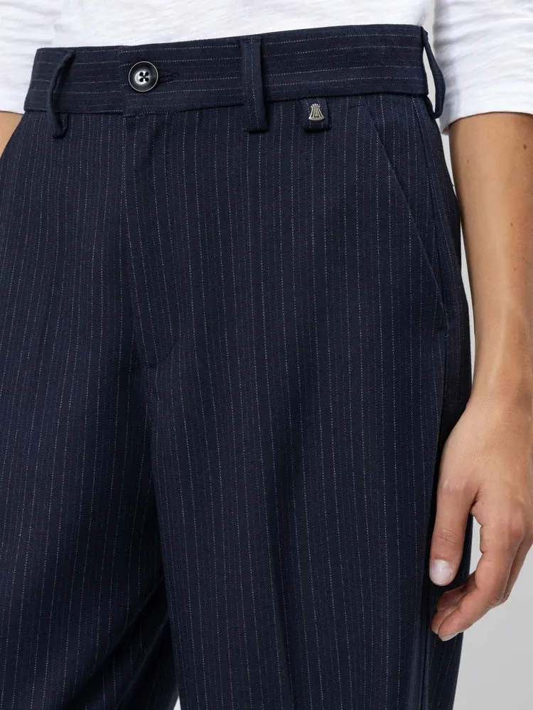 H Navy Pinstripe Pants