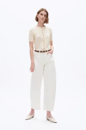 High Rise Barrel Leg Denim Jeans - White