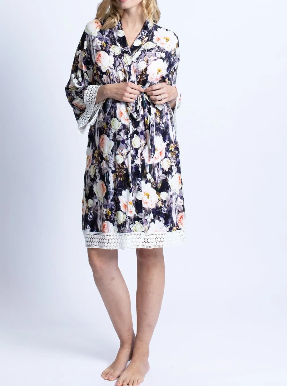 Hospital Pack: Nursing Dress   Robe - Pink Floral