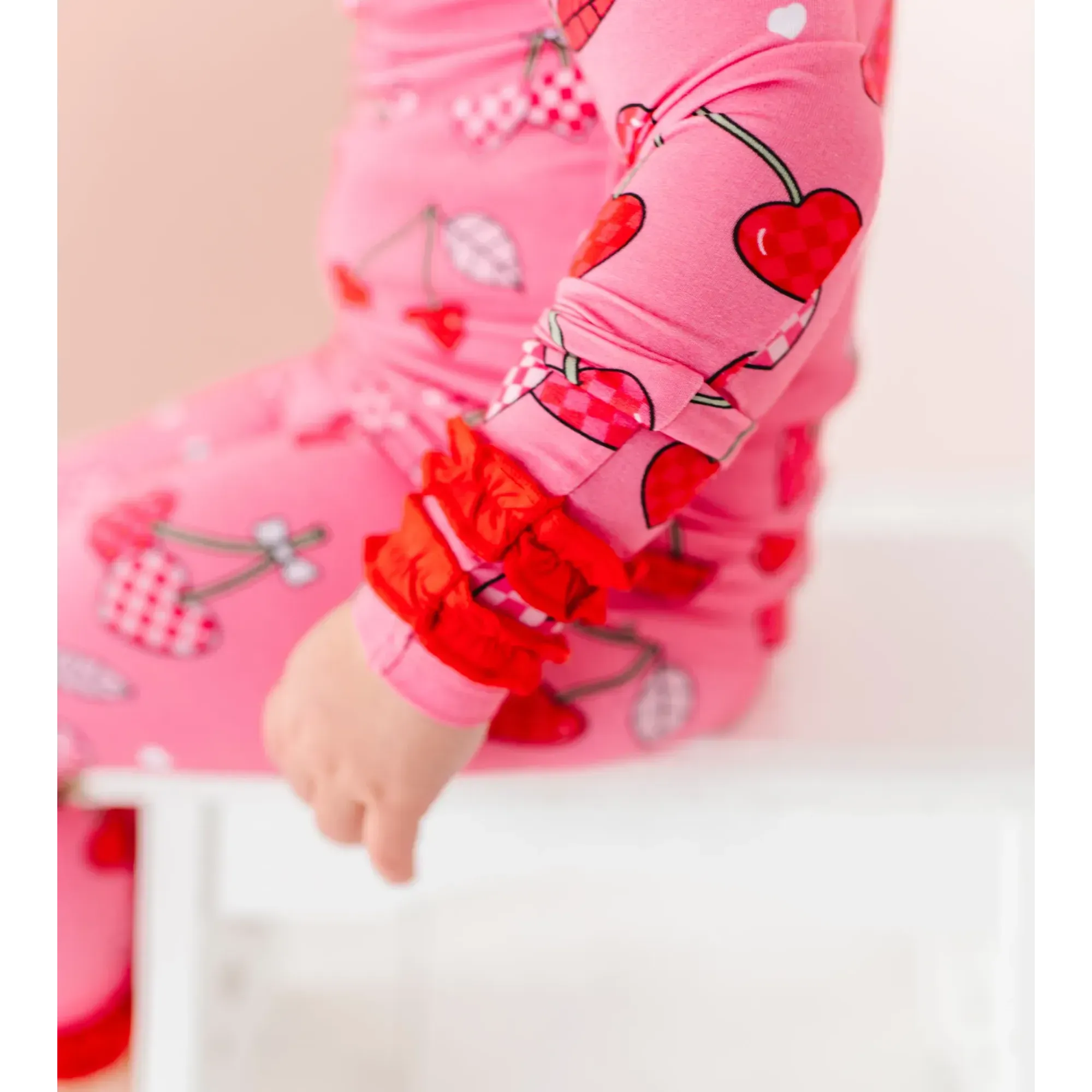 I Love You Cherry Much Ruffle Kids Bamboo Pajamas