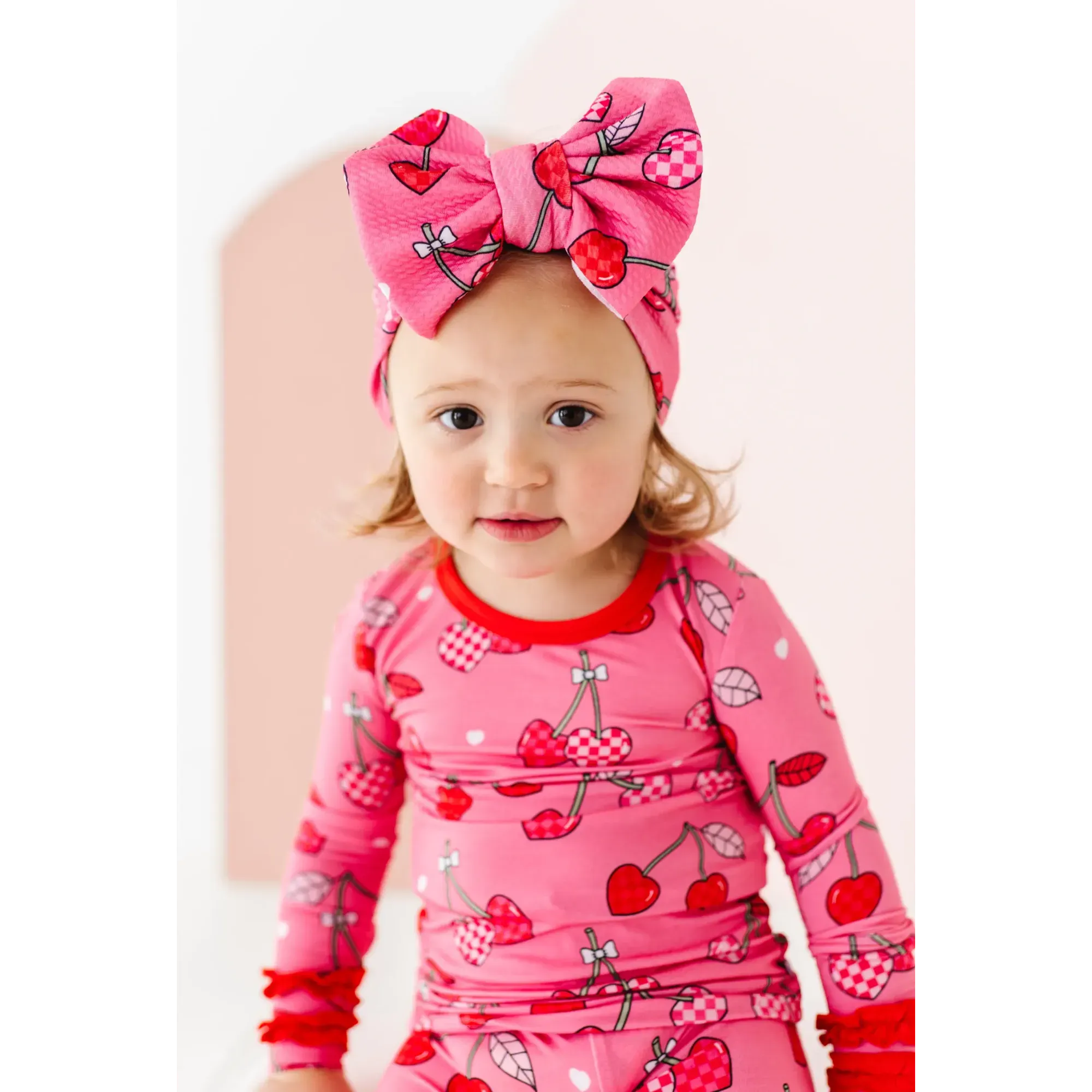 I Love You Cherry Much Ruffle Kids Bamboo Pajamas