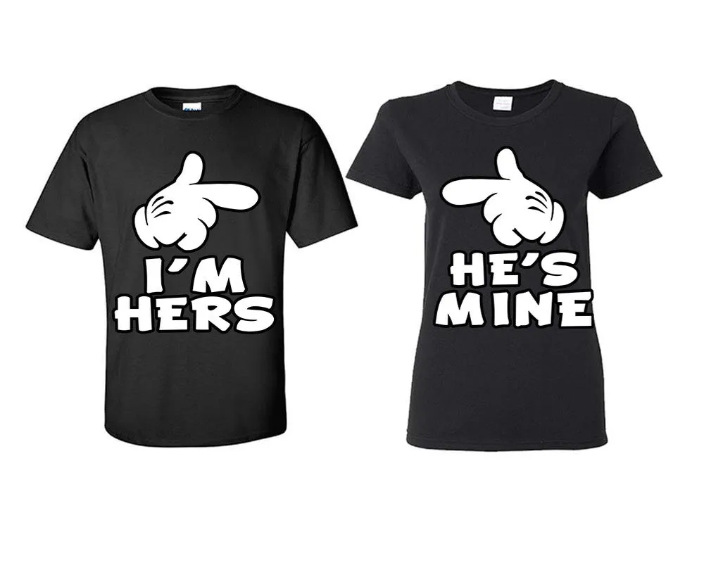 I'm Hers & He's Mine Couple Matching T-Shirts – Classic Cotton Tees Sold Separately in Various Sizes & Colors | Unique Heat Press Designs