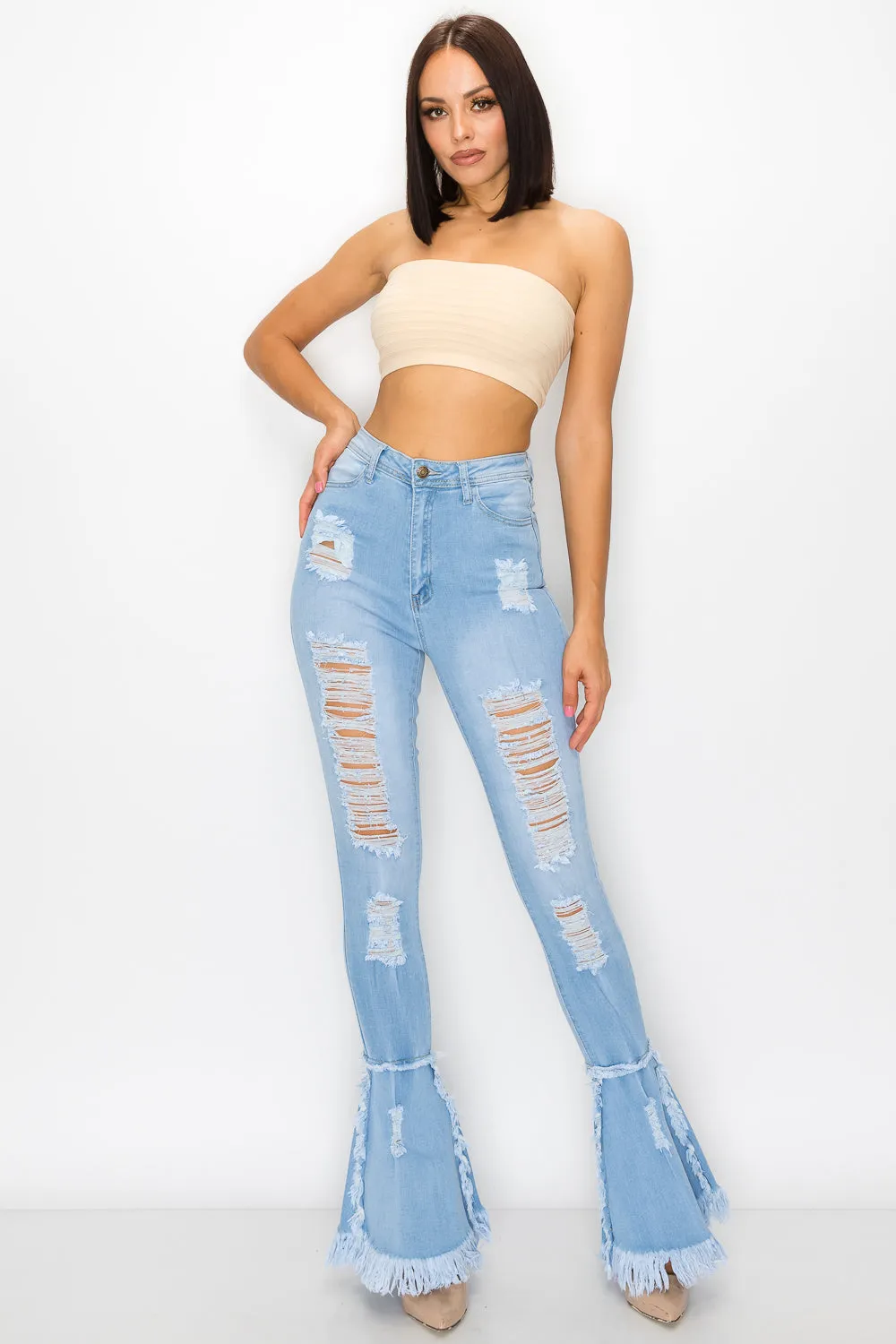 JAZZ-031 Fray What You Mean Flare Leg Jeans