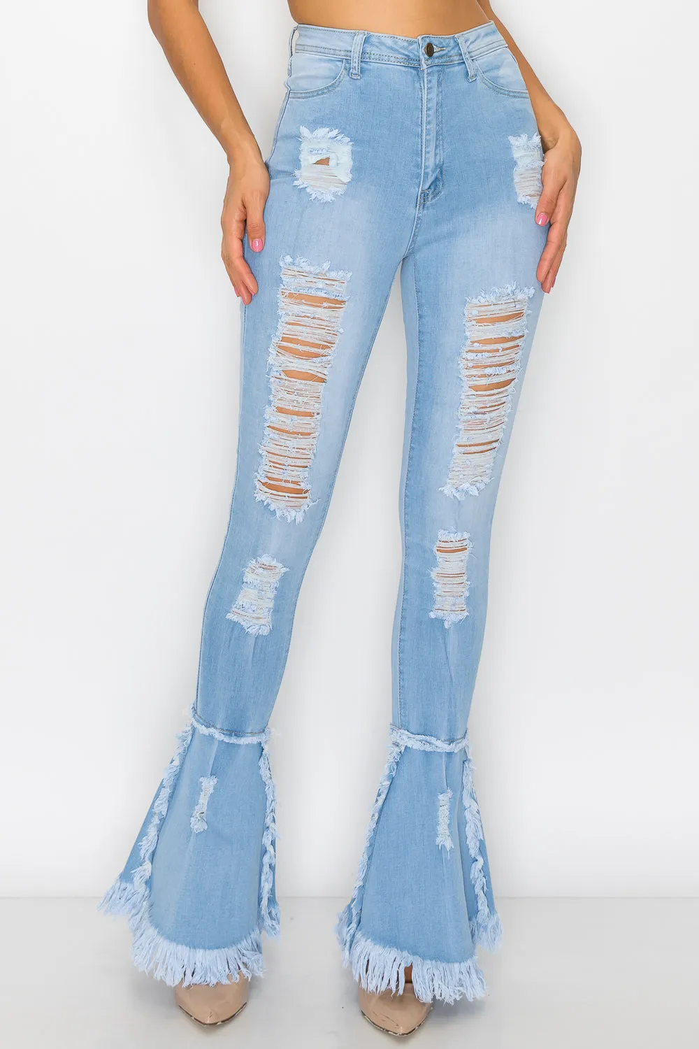 JAZZ-031 Fray What You Mean Flare Leg Jeans
