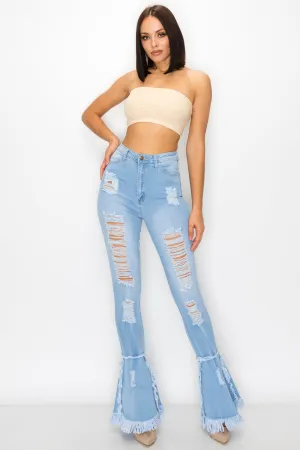 JAZZ-031 Fray What You Mean Flare Leg Jeans