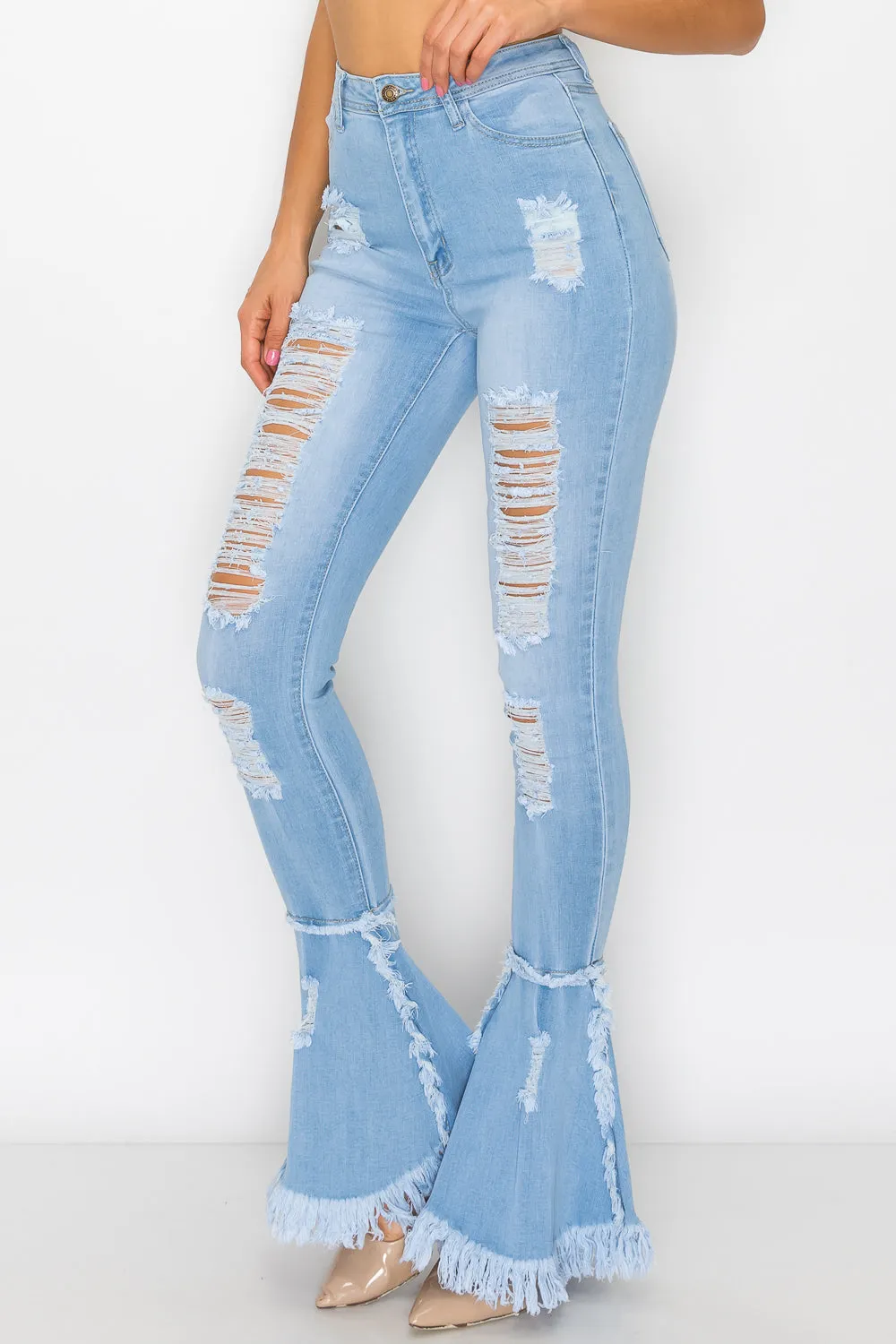 JAZZ-031 Fray What You Mean Flare Leg Jeans