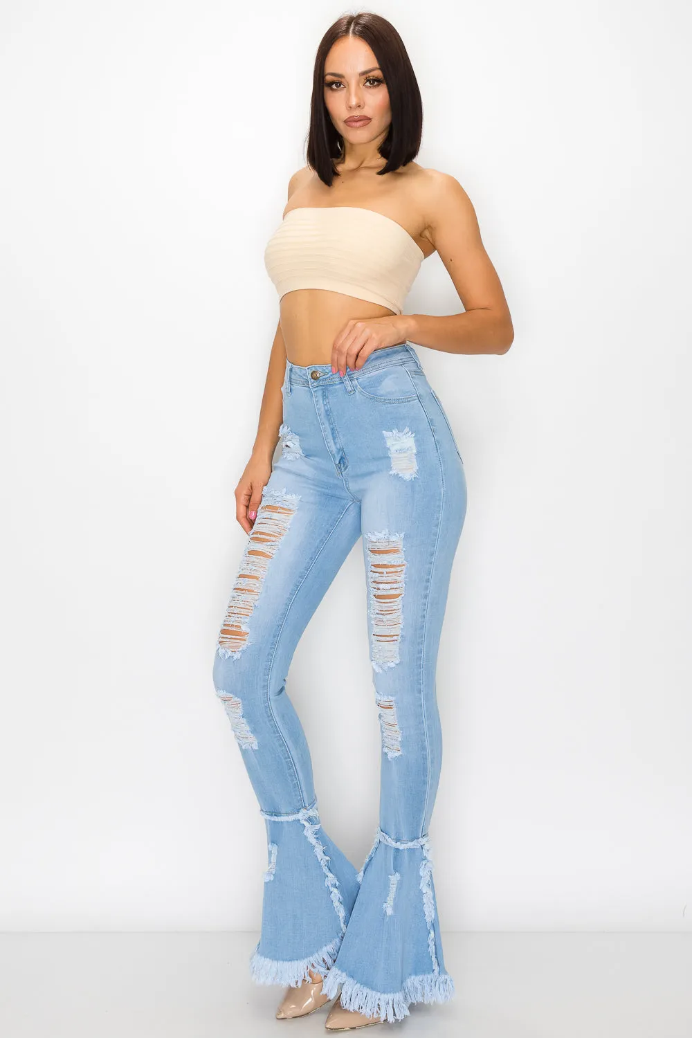 JAZZ-031 Fray What You Mean Flare Leg Jeans