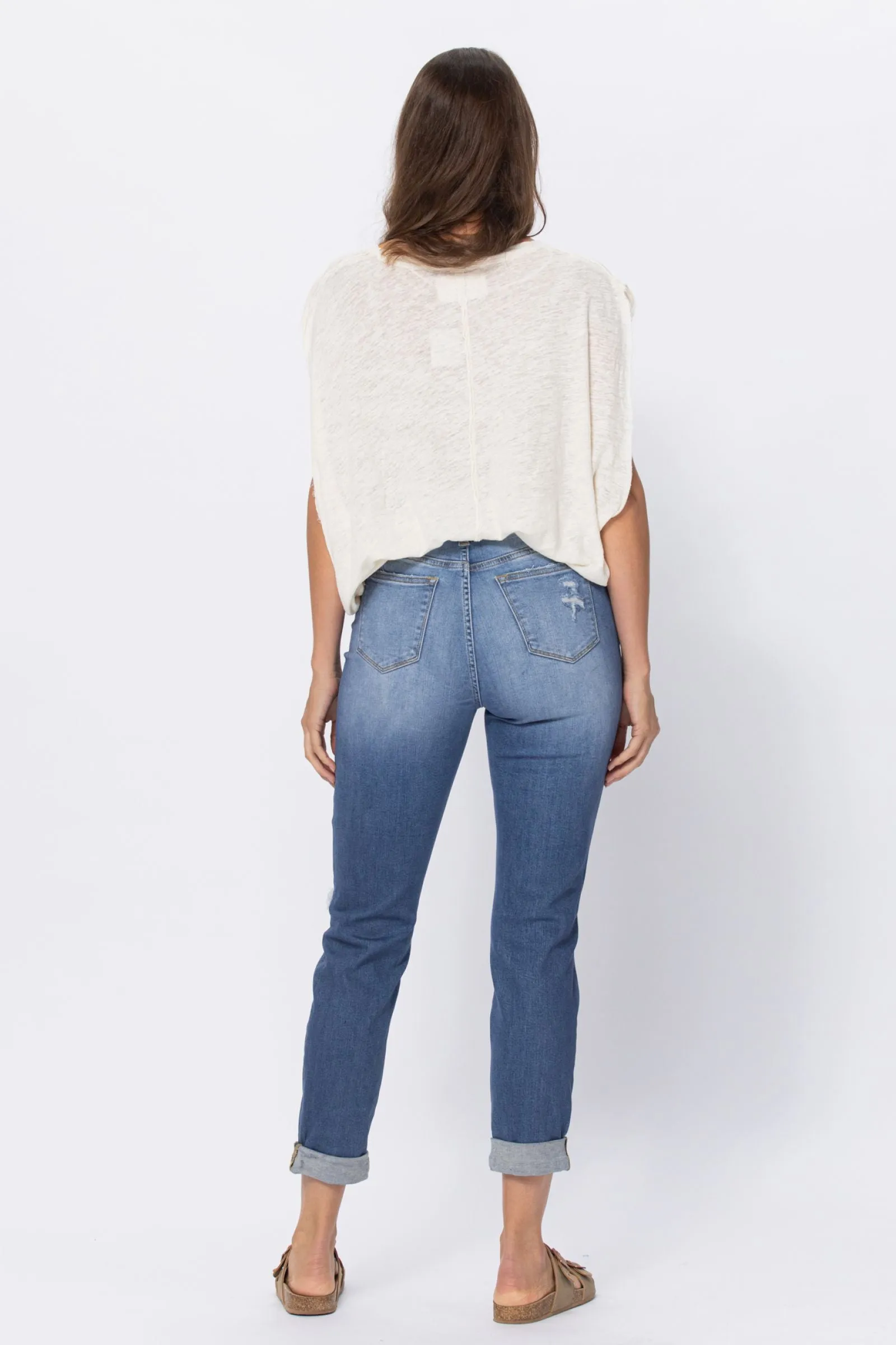 Judy Blue High Waist Distressed Boyfriend - Available in Misses and Plus Sizes