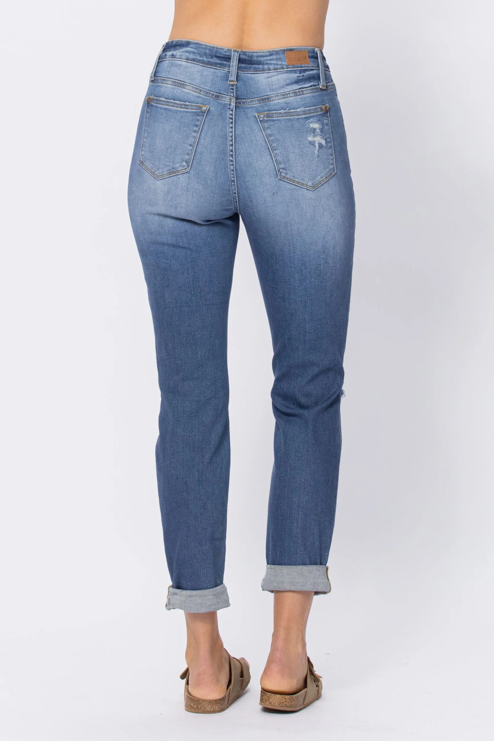 Judy Blue High Waist Distressed Boyfriend - Available in Misses and Plus Sizes