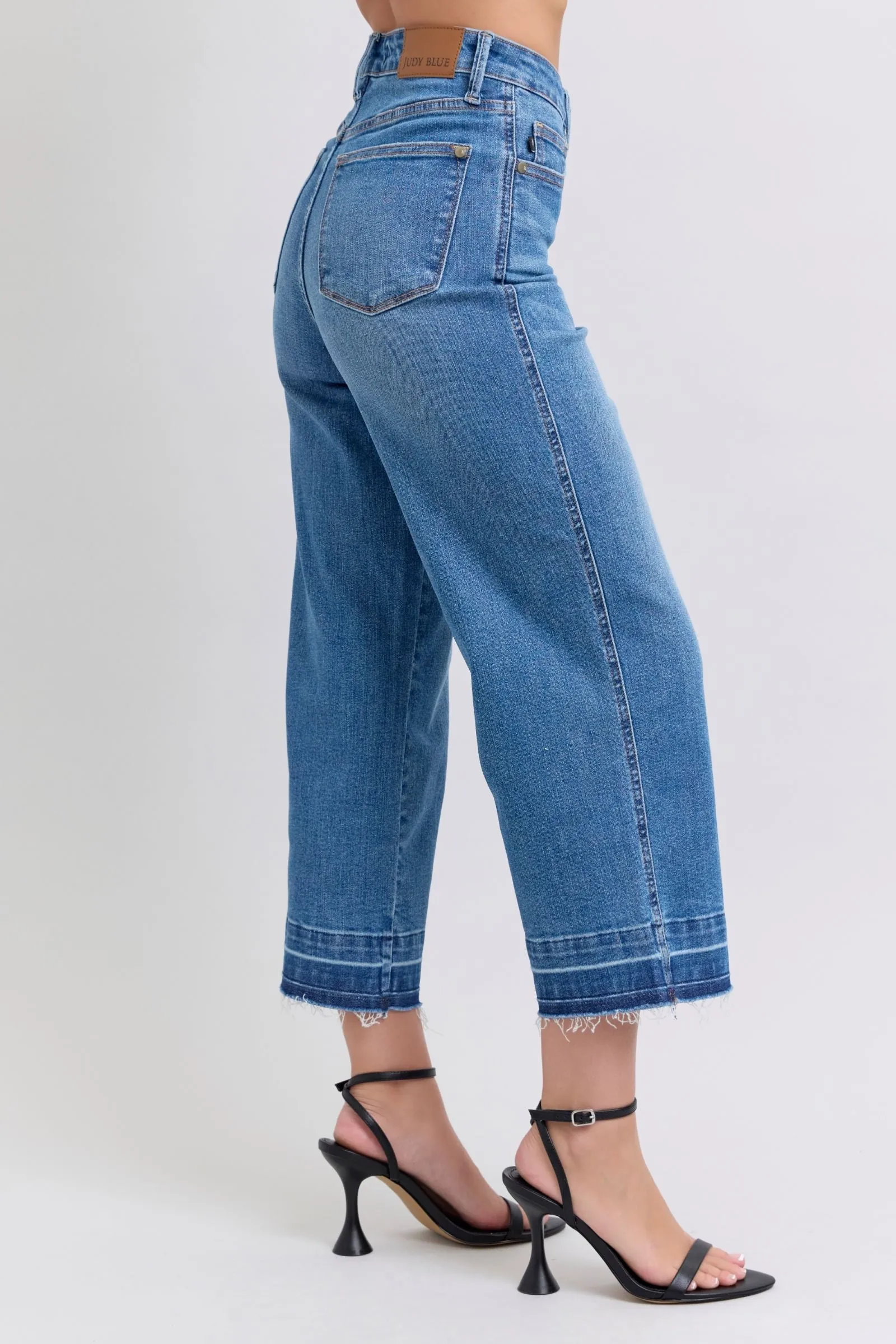 Judy Blue High Waist Tummy Control Release Hem Crop Jean