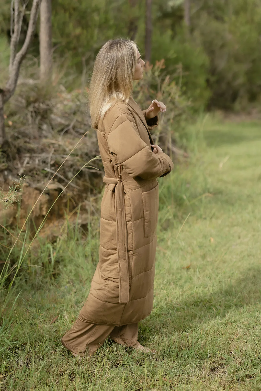 Ladies Quilted Robe - COCOA