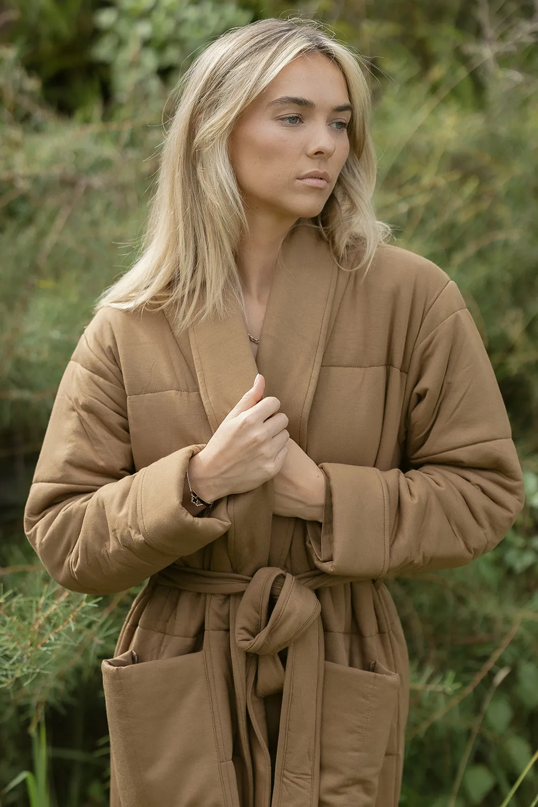 Ladies Quilted Robe - COCOA