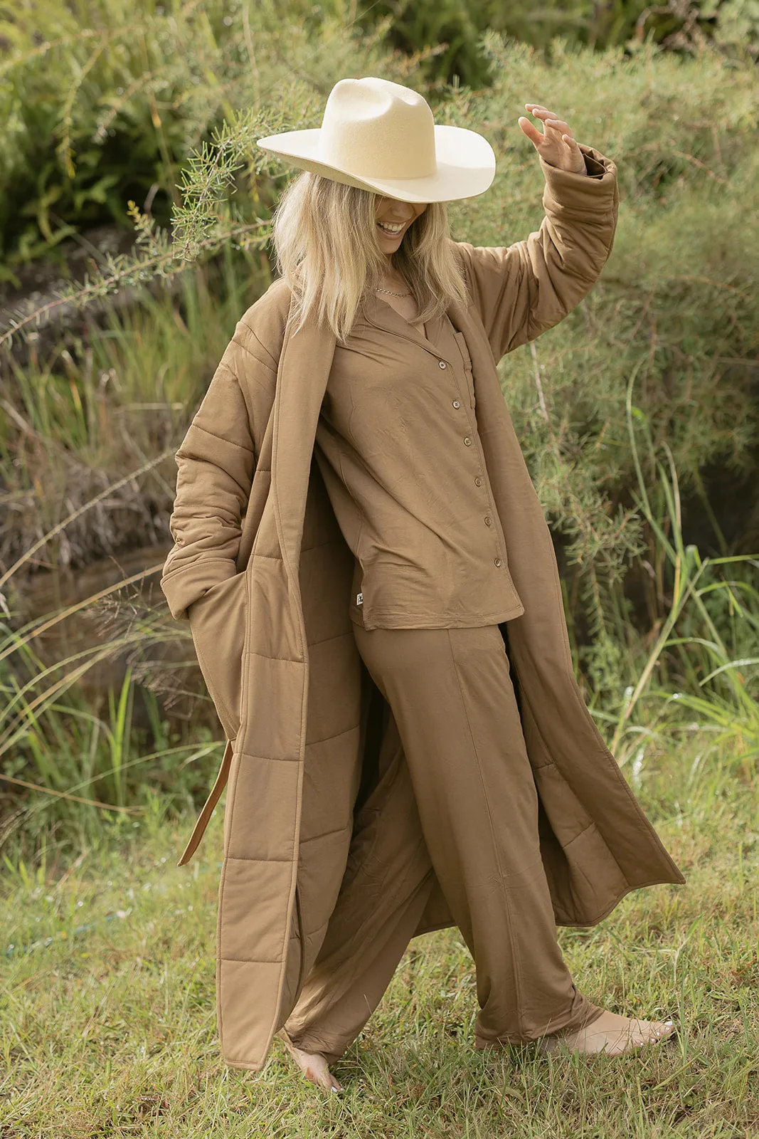 Ladies Quilted Robe - COCOA
