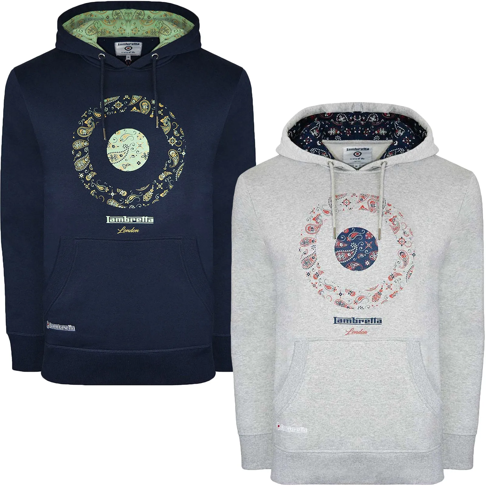 Lambretta Mens Paisley Target Hoodie