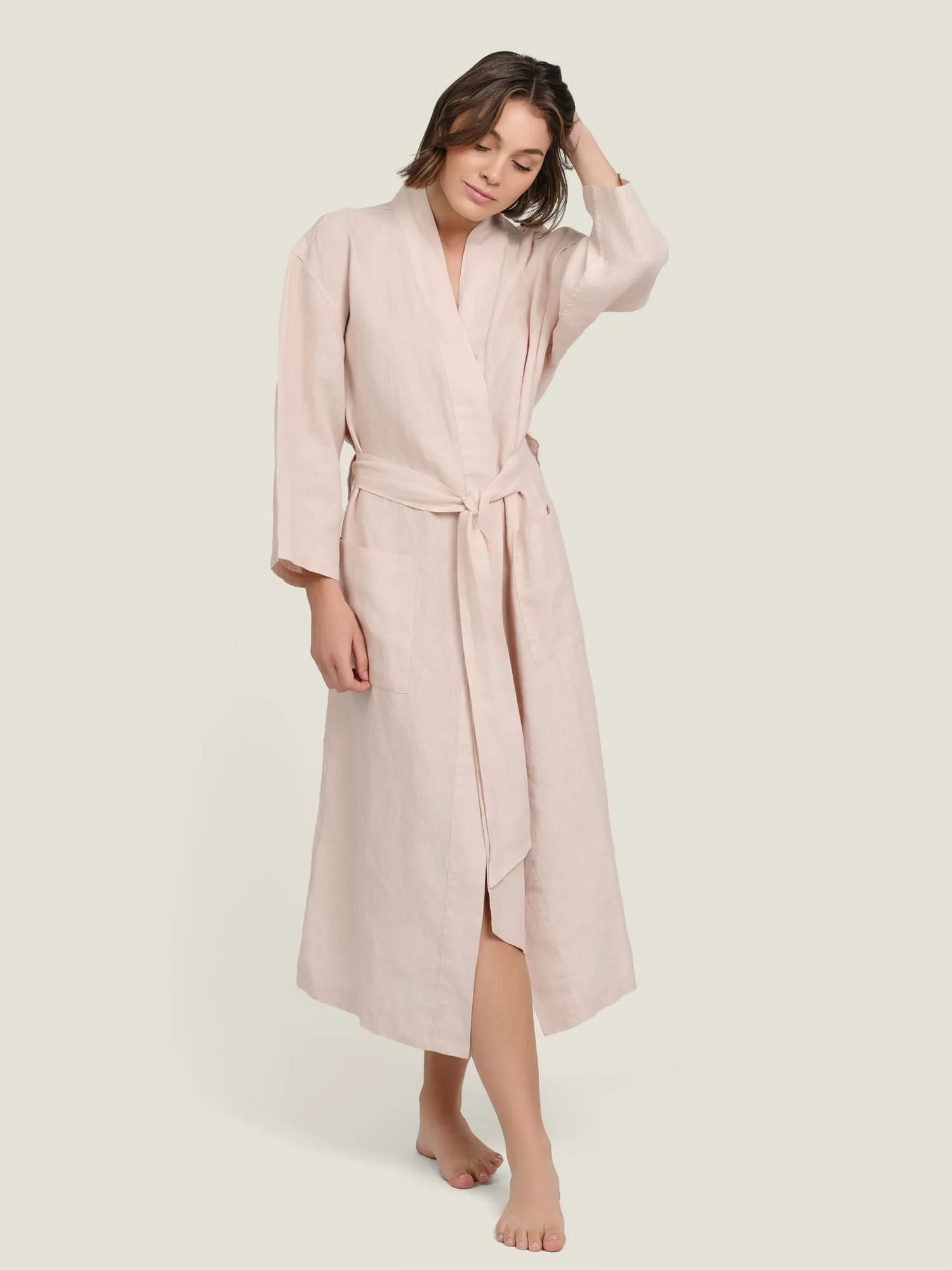 Linen Robe In Blush