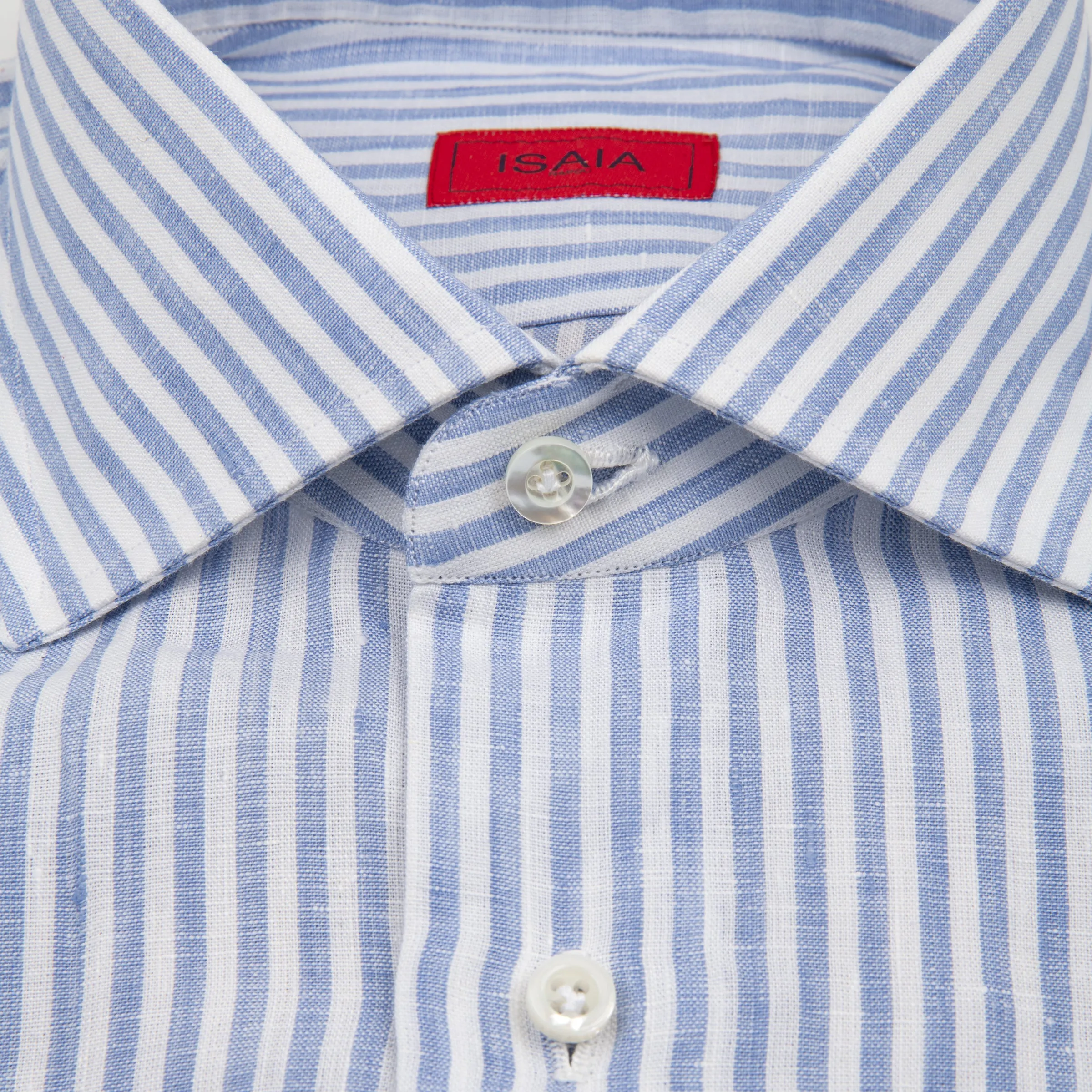 Linen Striped Sportshirt Blue and White