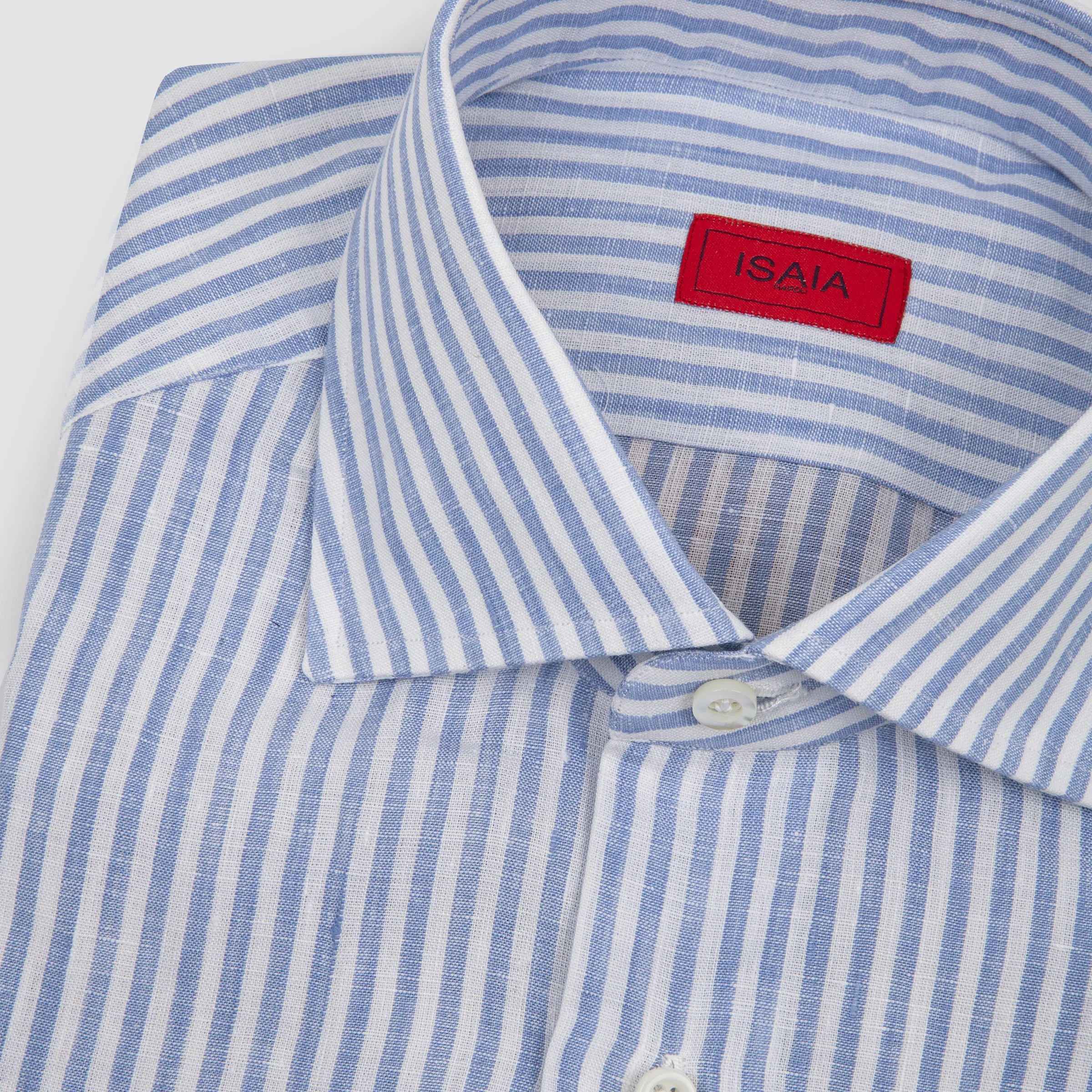 Linen Striped Sportshirt Blue and White