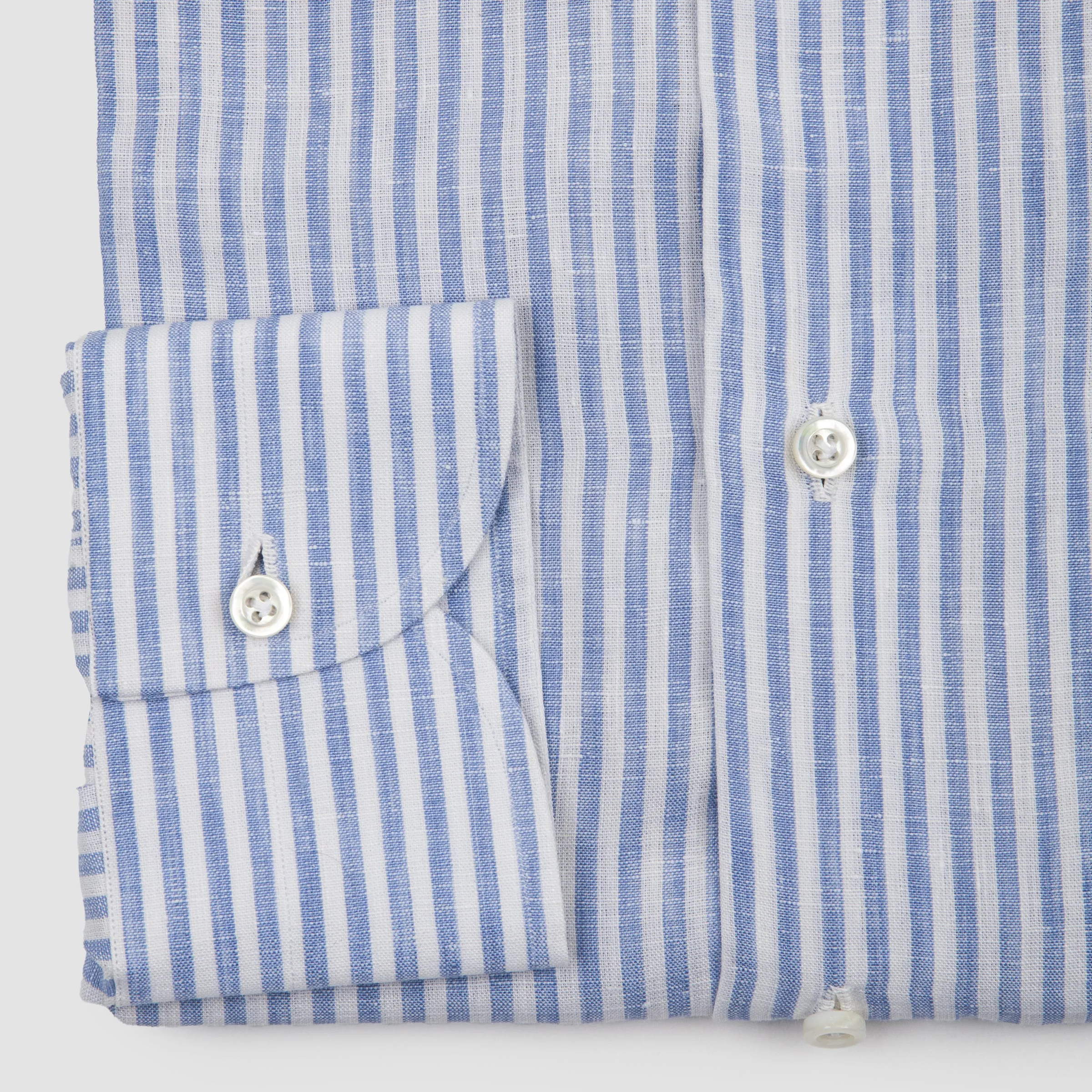 Linen Striped Sportshirt Blue and White