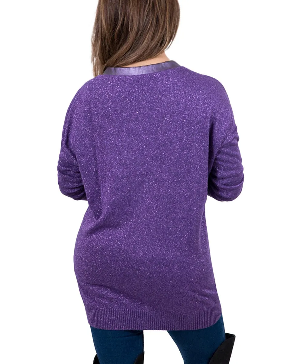 Maglierie Di Perugia V-Neck Purple Lurex Cardigan