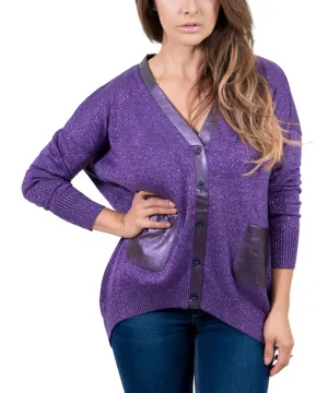 Maglierie Di Perugia V-Neck Purple Lurex Cardigan