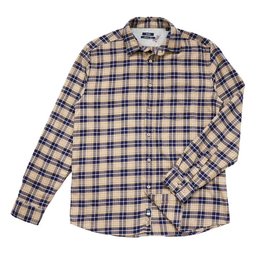McKenzie Plaid Woven Shirt (Beige   Navy Plaid)