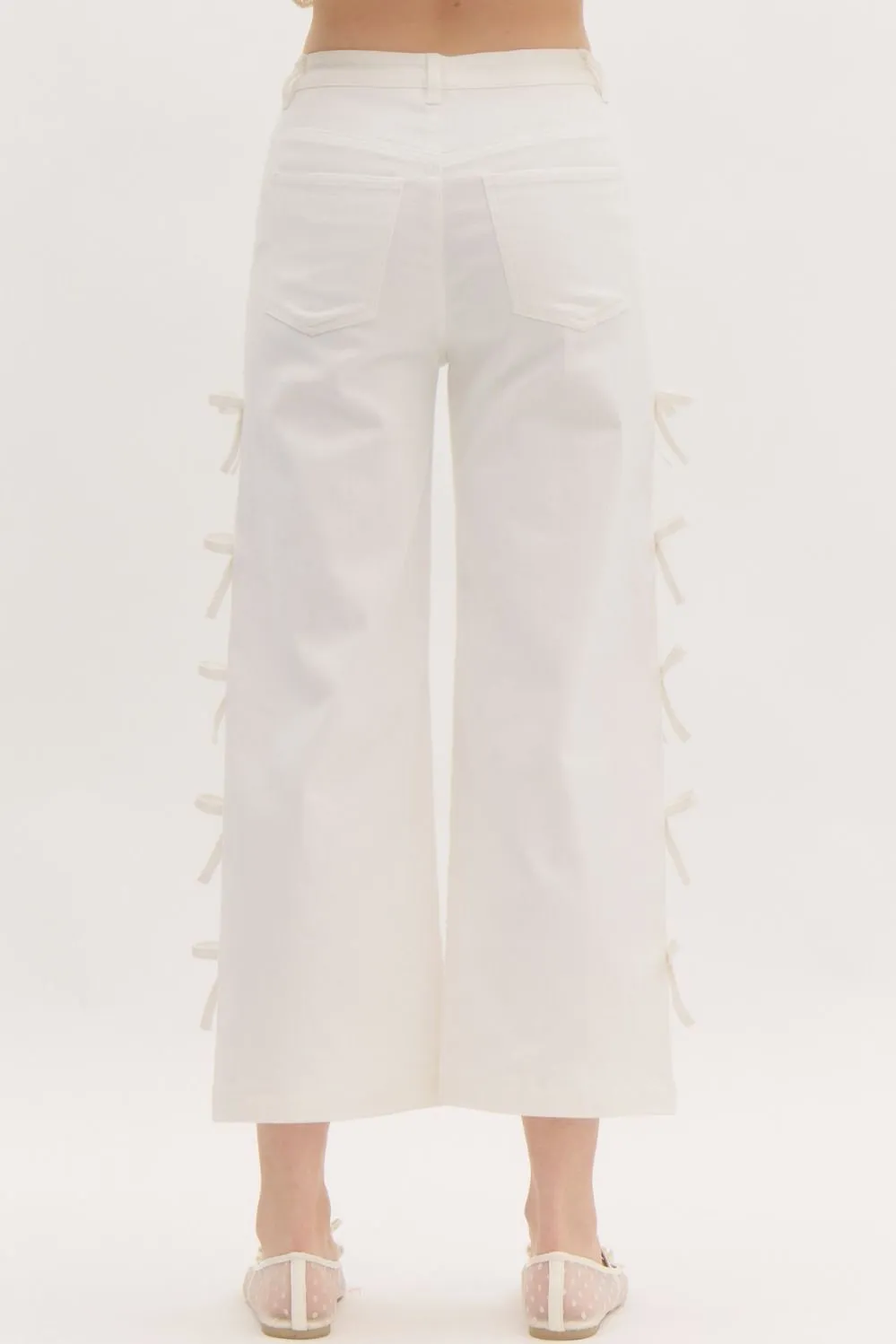 Mid Rise Crop Bow Jeans