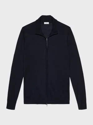 Navy Blue Cashfeel Full-Zip Sweater