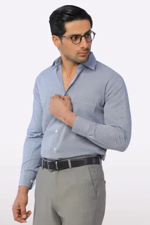 Navy Blue Oxford Textured Formal Shirt