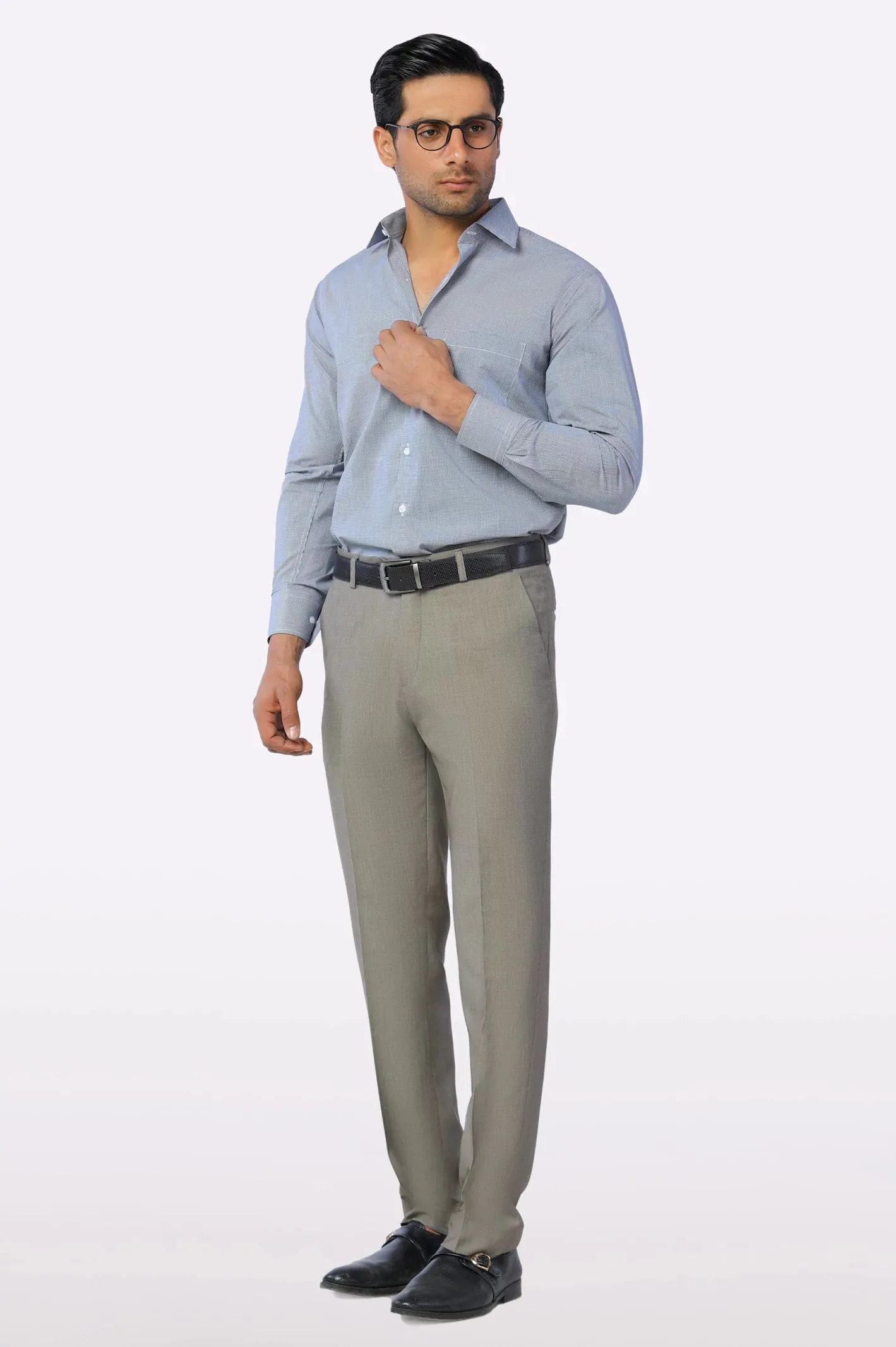 Navy Blue Oxford Textured Formal Shirt