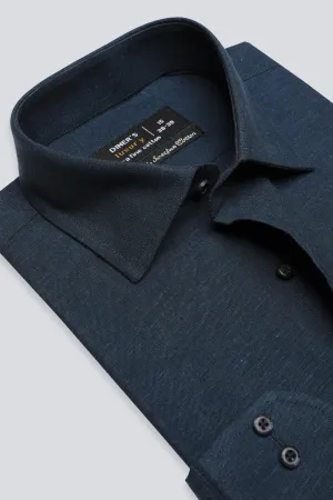 Navy Blue Oxfored Textured Formal Shirt