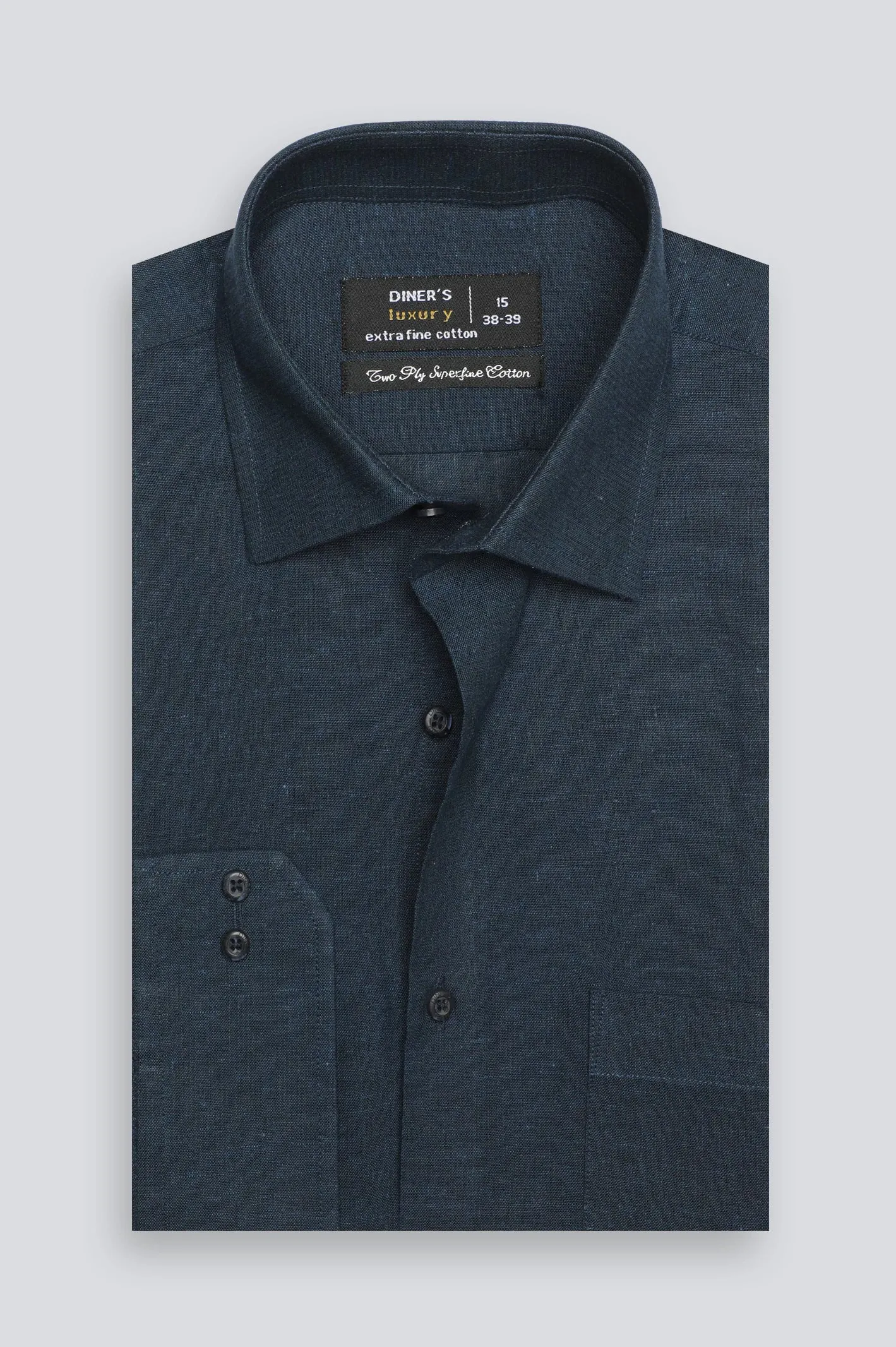 Navy Blue Oxfored Textured Formal Shirt