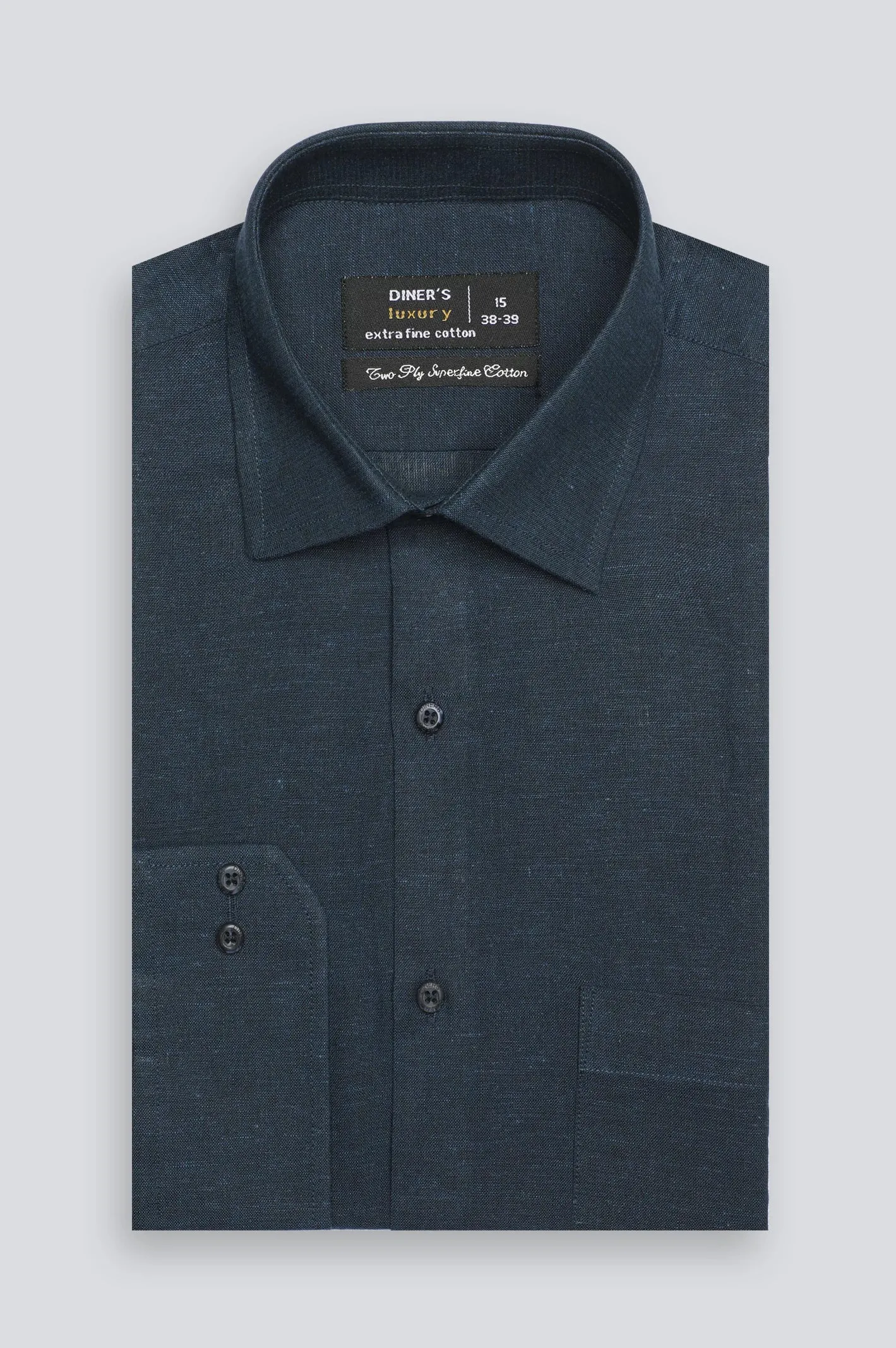 Navy Blue Oxfored Textured Formal Shirt