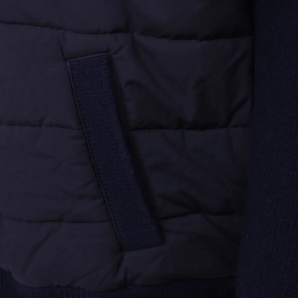 Navy Nylon Panelled Wool Cardigan