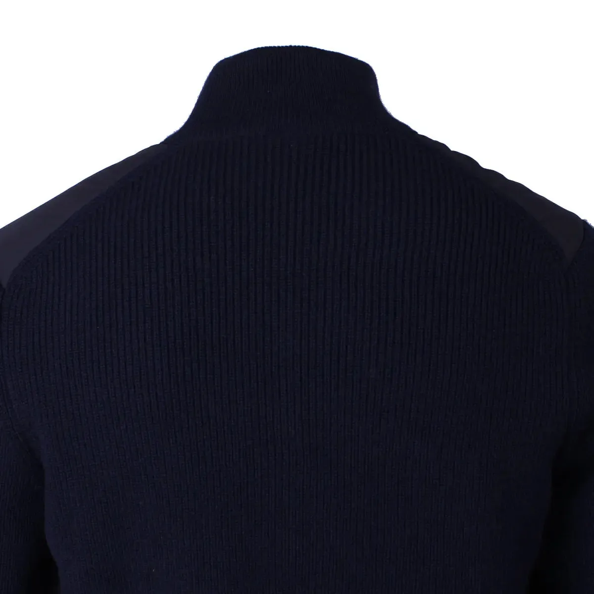 Navy Nylon Panelled Wool Cardigan