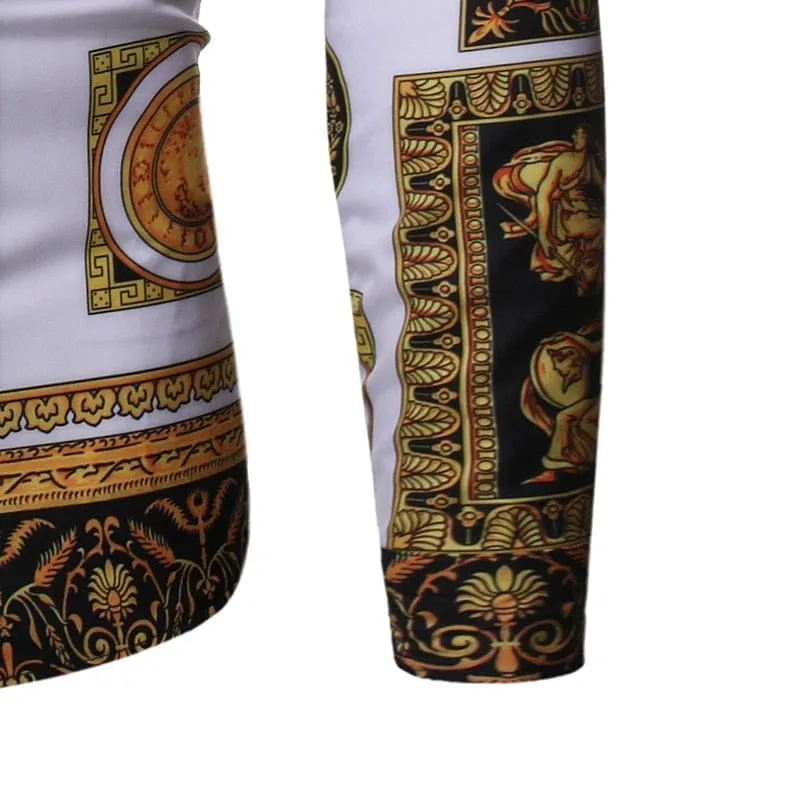 New Fashion Men's Baroque Floral Royal Shirts Luxury Brand Print Shirts