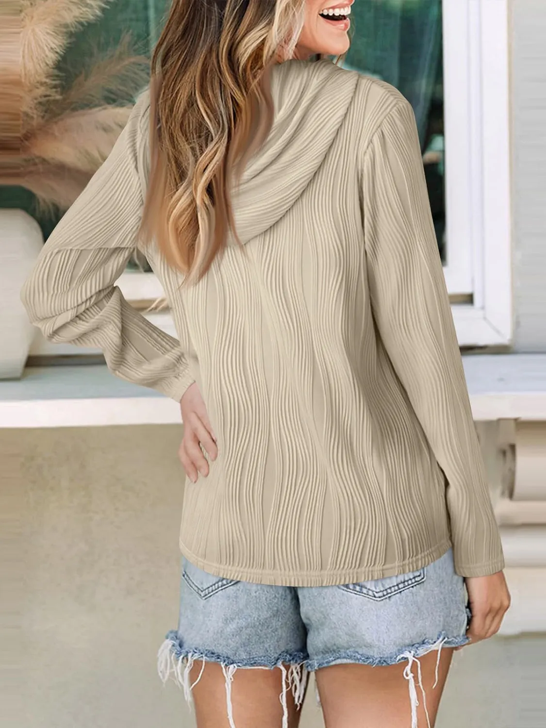 NicholesGifts Women Textured Long Sleeve Hoodie