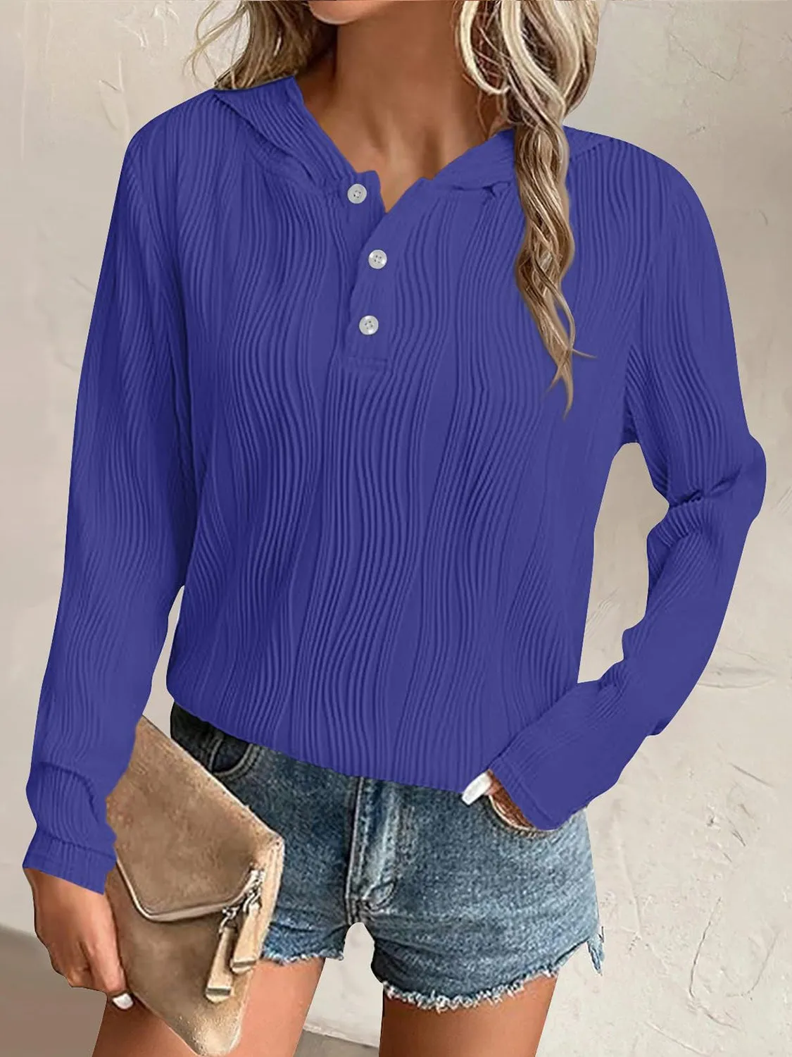 NicholesGifts Women Textured Long Sleeve Hoodie
